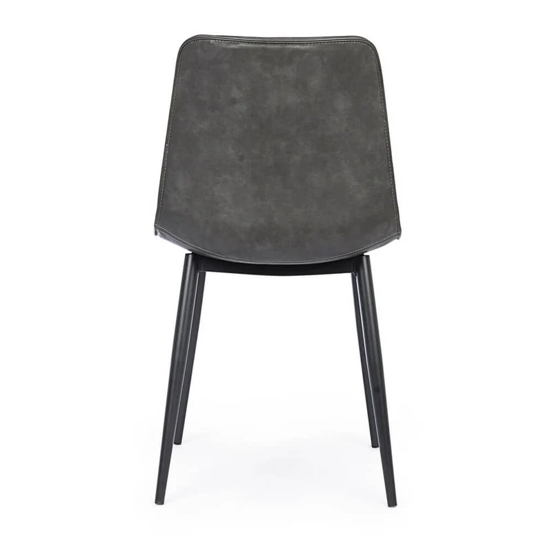 Set di 2 Sedie da Pranzo in Similpelle con Gambe in Acciaio Antracite e Cuoio - NATALIA