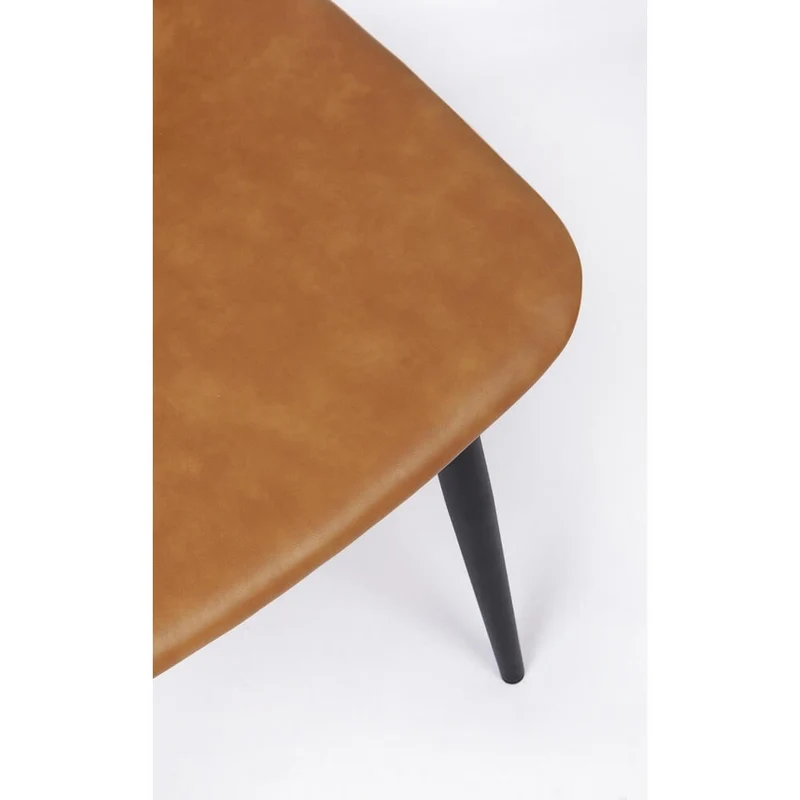 Set di 2 Sedie da Pranzo in Similpelle con Gambe in Acciaio Antracite e Cuoio - NATALIA