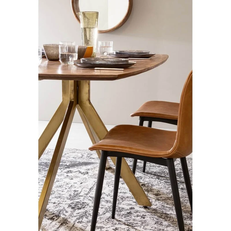 Set di 2 Sedie da Pranzo in Similpelle con Gambe in Acciaio Antracite e Cuoio - NATALIA