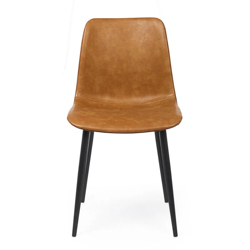 Set di 2 Sedie da Pranzo in Similpelle con Gambe in Acciaio Antracite e Cuoio - NATALIA