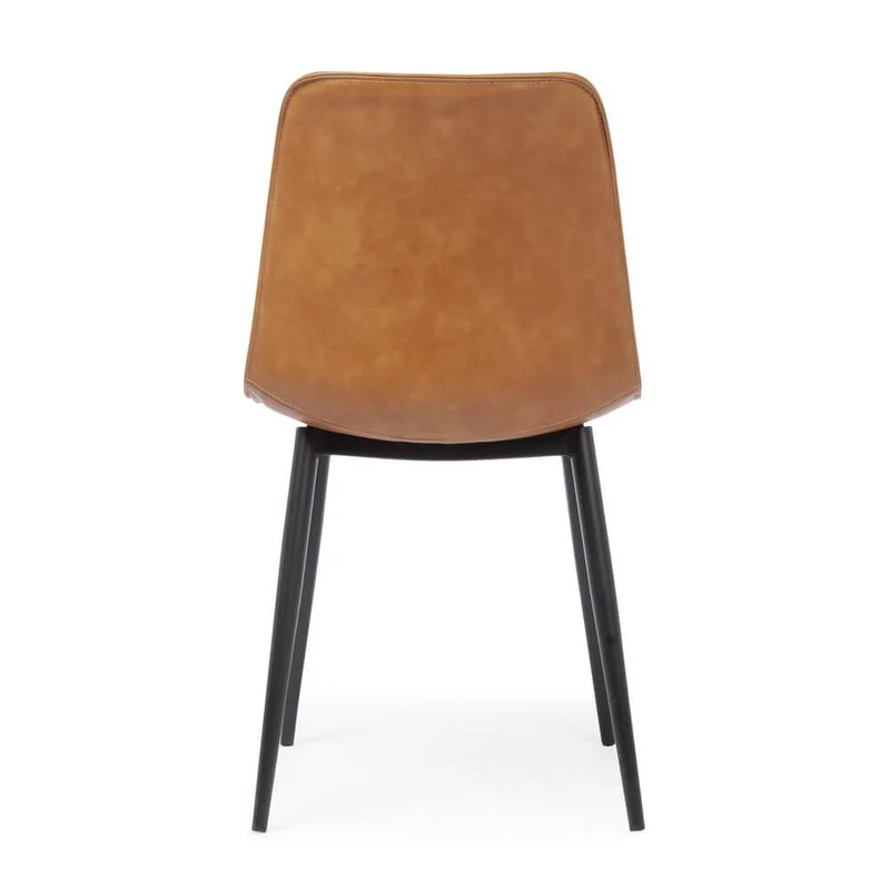 Set di 2 Sedie da Pranzo in Similpelle con Gambe in Acciaio Antracite e Cuoio - NATALIA