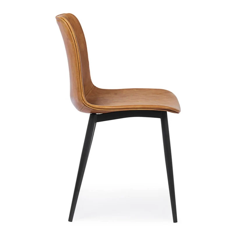 Set di 2 Sedie da Pranzo in Similpelle con Gambe in Acciaio Antracite e Cuoio - NATALIA