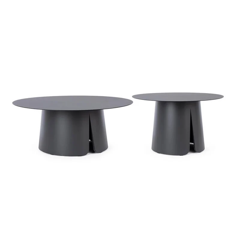 Set di 2 Tavolini da Salotto Rotondi in Alluminio Verniciato - KIRELL