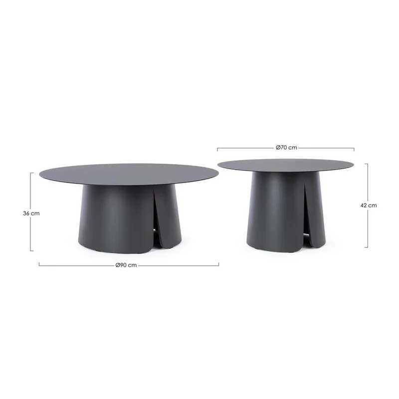 Set di 2 Tavolini da Salotto Rotondi in Alluminio Verniciato - KIRELL
