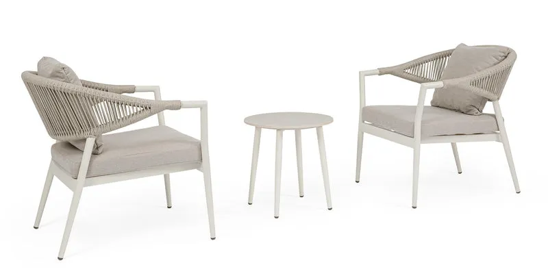 Set da 3 Posti Salotto da Esterno in Alluminio e Corda con Cuscini - MILLOR