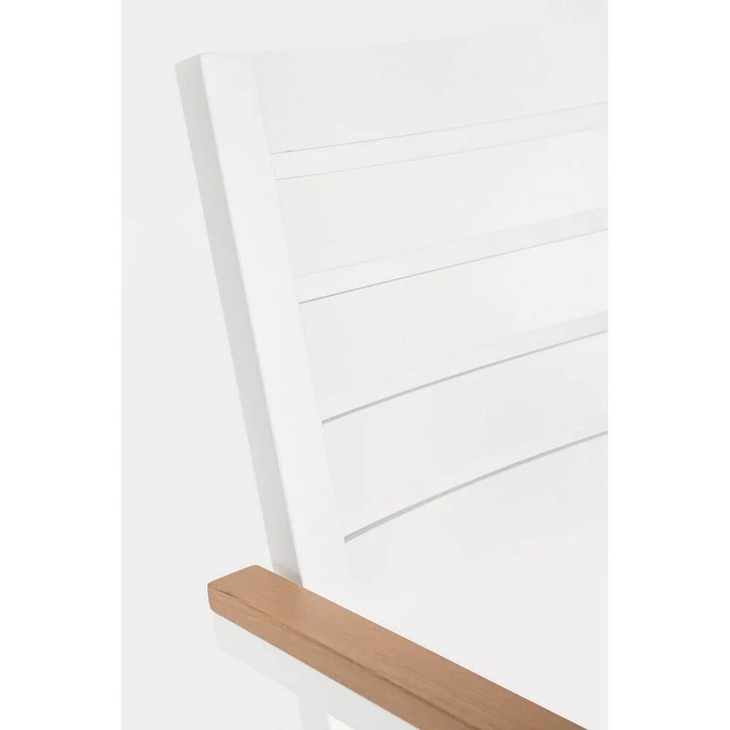 Set di 4 Sedie da Giardino con Braccioli e Cuscino in Alluminio Bianco Impilabili - CARMEYA