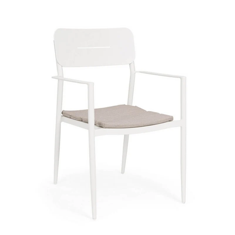 Set di 4 Sedie da Esterno in Alluminio con Braccioli e Cuscino - RAVINA