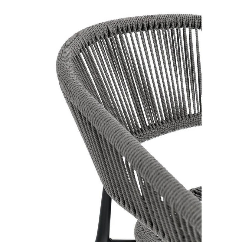 Set di 4 Sedie con Braccioli da Esterno in Alluminio e Corda Intrecciata - NAVORA
