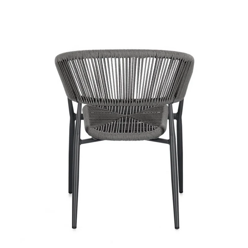 Set di 4 Sedie con Braccioli da Esterno in Alluminio e Corda Intrecciata - NAVORA