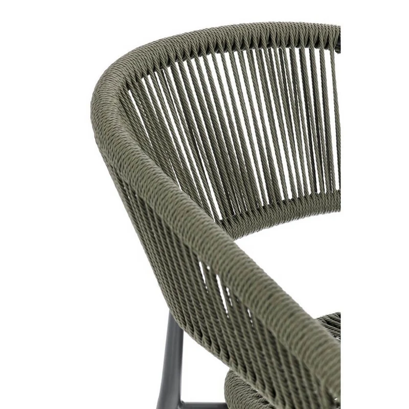 Set di 4 Sedie con Braccioli da Esterno in Alluminio e Corda Intrecciata - NAVORA