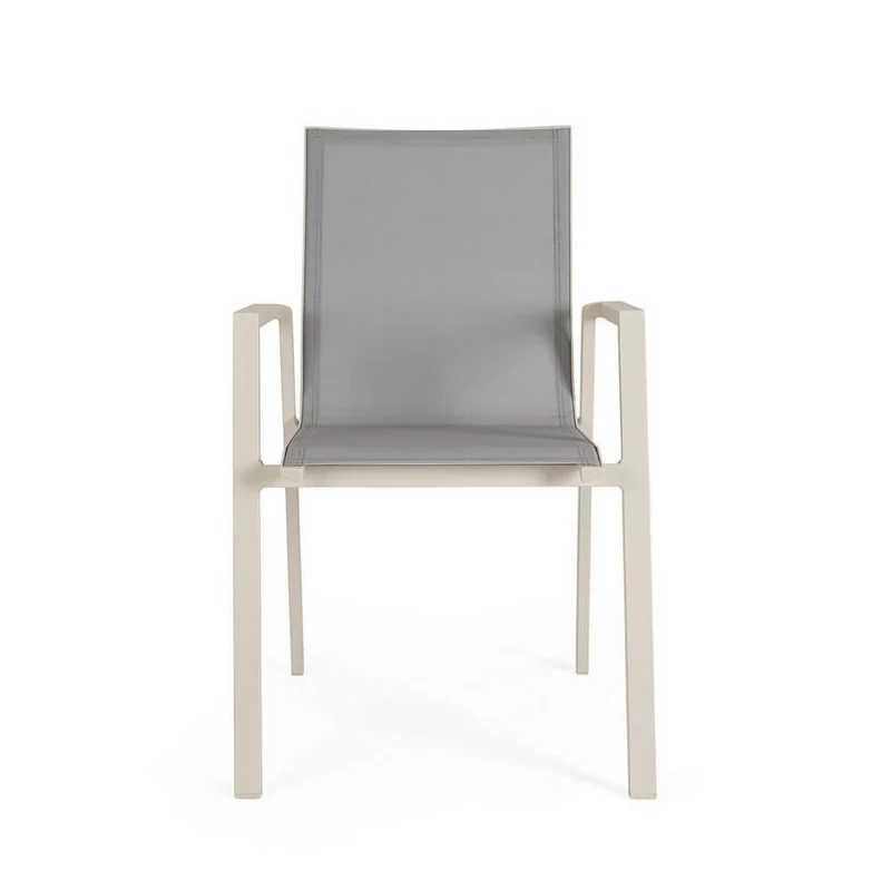 Set di 4 Sedie da Giardino con Braccioli in Alluminio e Textilene Impilabili - MEIRA