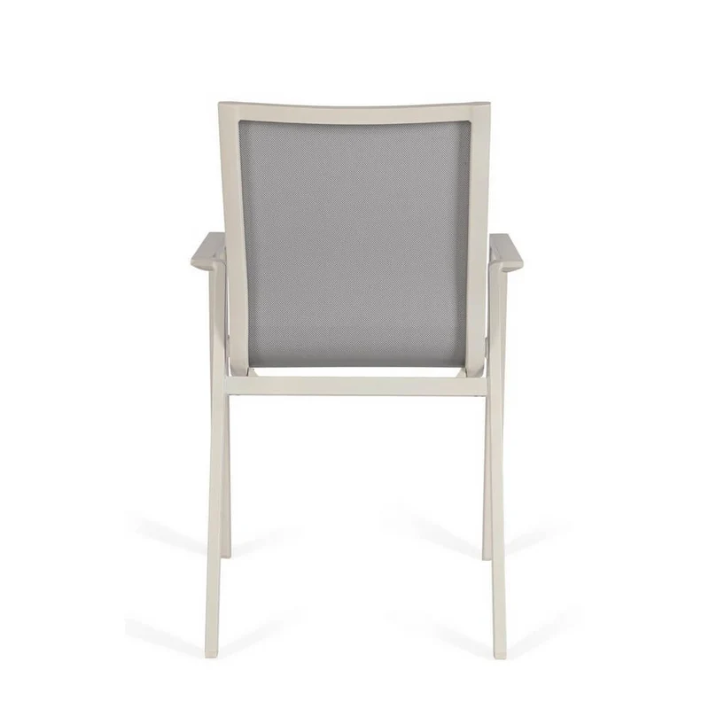 Set di 4 Sedie da Giardino con Braccioli in Alluminio e Textilene Impilabili - MEIRA