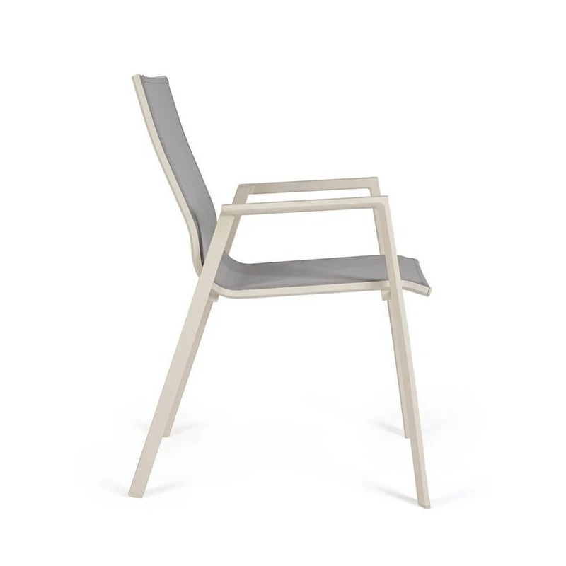 Set di 4 Sedie da Giardino con Braccioli in Alluminio e Textilene Impilabili - MEIRA