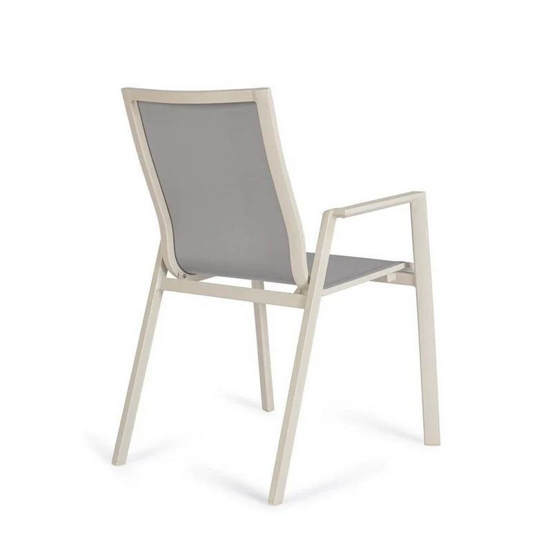 Set di 4 Sedie da Giardino con Braccioli in Alluminio e Textilene Impilabili - MEIRA