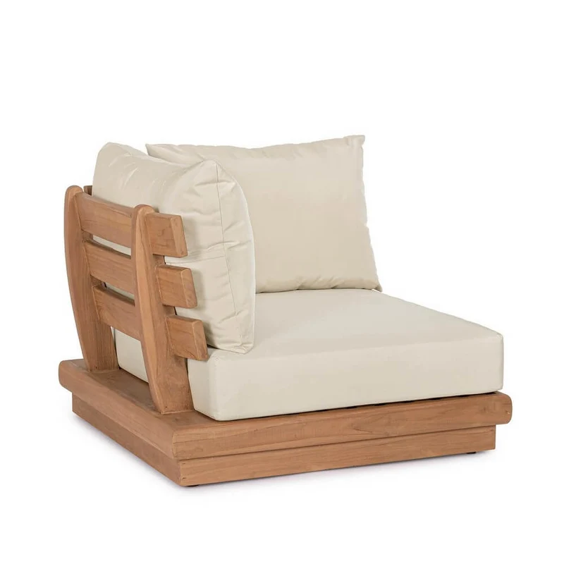 Poltrona Angolo da Giardino in Teak con Cuscini Idrorepellenti - SERELIS