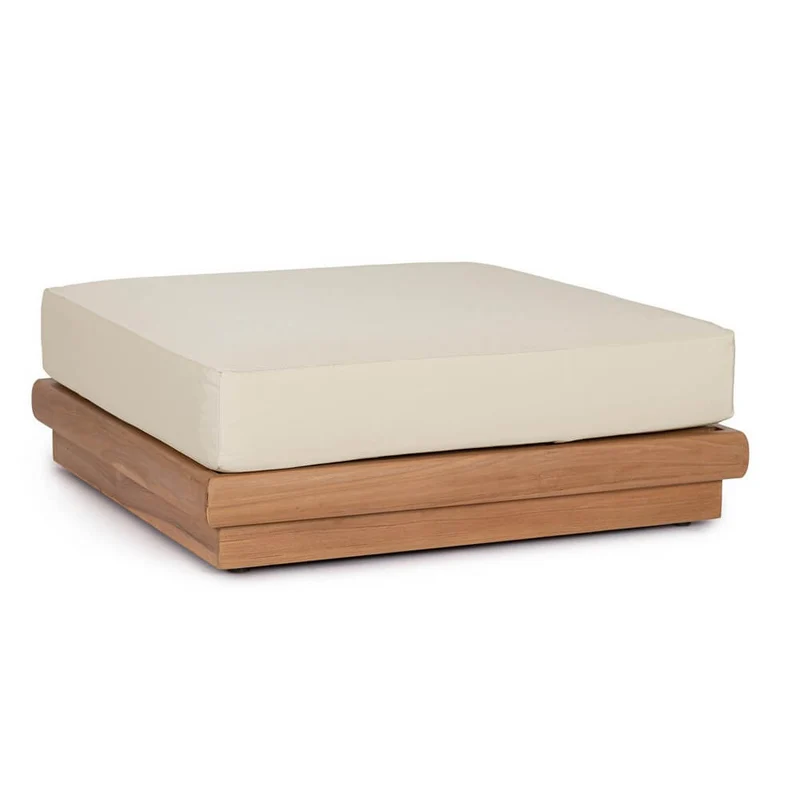 Pouf Ottoman da Esterno in Teak con Cuscino Sfoderabile - SERELIS