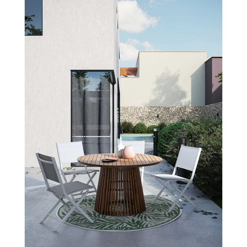 Tavolo da Giardino Rotondo in Legno di Acacia FSC Ø120 cm - RIVERBANK