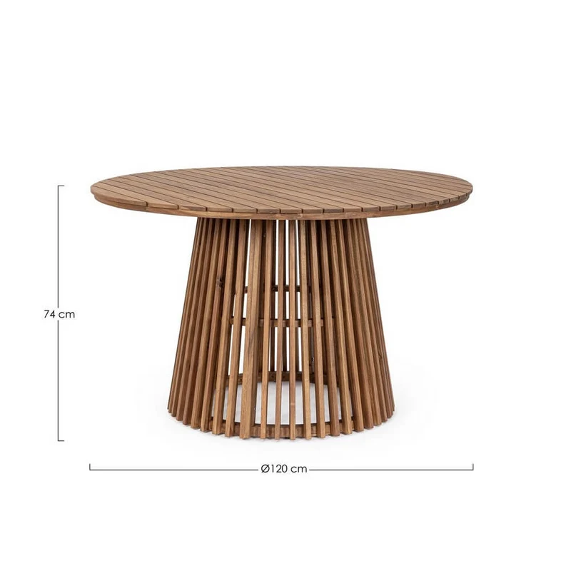 Tavolo da Giardino Rotondo in Legno di Acacia FSC Ø120 cm - RIVERBANK