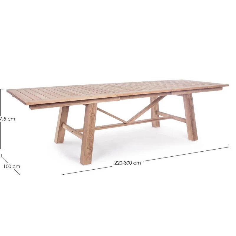 Tavolo da Giardino Allungabile in Legno Teak 220-300x100 cm - CHARMING