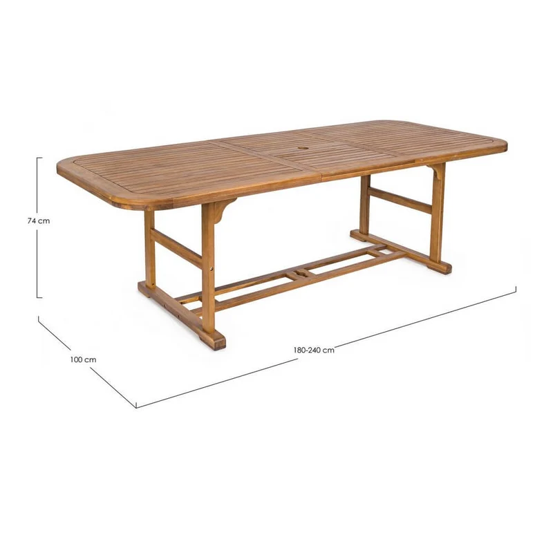 Tavolo da Giardino Allungabile in Legno di Acacia 180-240x100 - SERENITY