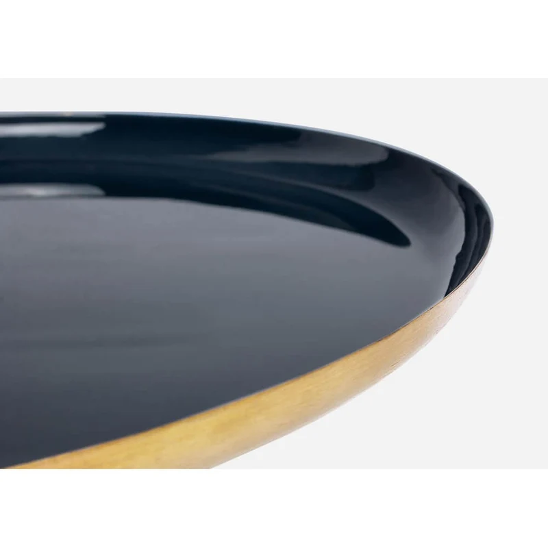 Tavolino rotondo in acciaio smaltato con dettagli in ottone - KALEB