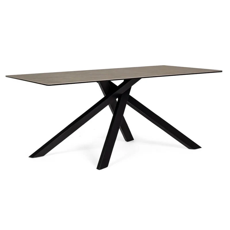 Tavolo da Pranzo in Ceramica con Base in Acciaio Nero 180x90 - KATE