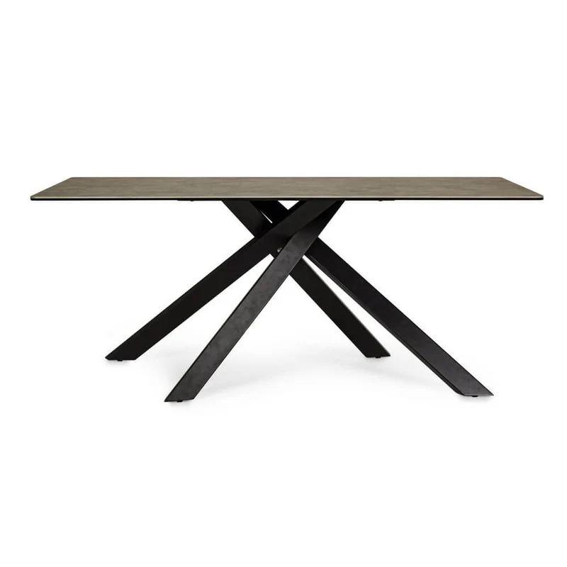 Tavolo da Pranzo in Ceramica con Base in Acciaio Nero 180x90 - KATE