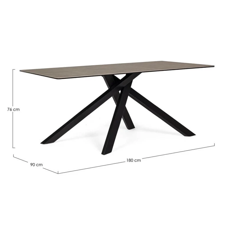 Tavolo da Pranzo in Ceramica con Base in Acciaio Nero 180x90 - KATE