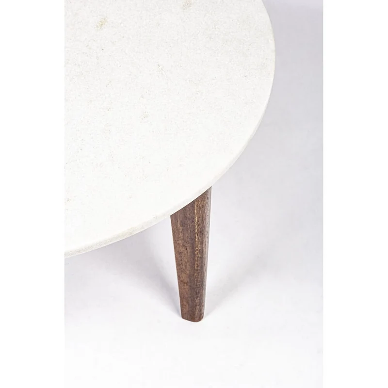 Tavolino da salotto ovale con piano in marmo e gambe in legno - JAXON