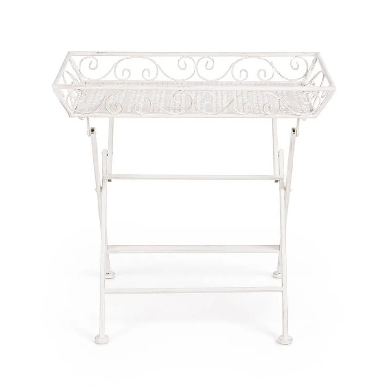 Set di 2 Tavolini Pieghevoli in Acciaio Stile Shabby Chic - IRENE