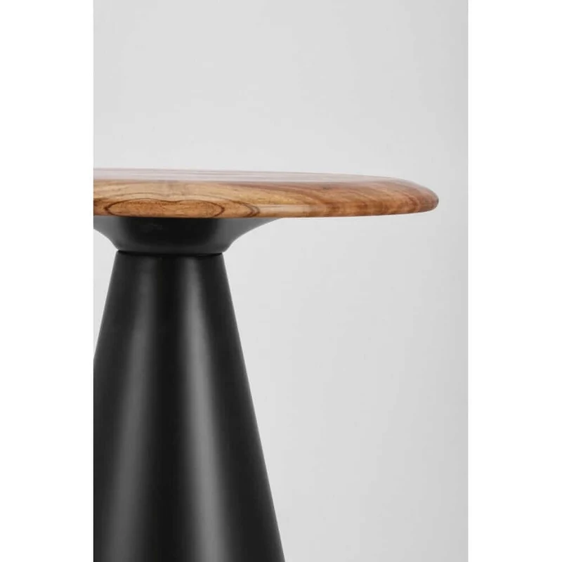 Tavolino rotondo in legno di acacia con base conica in acciaio - HYBRID