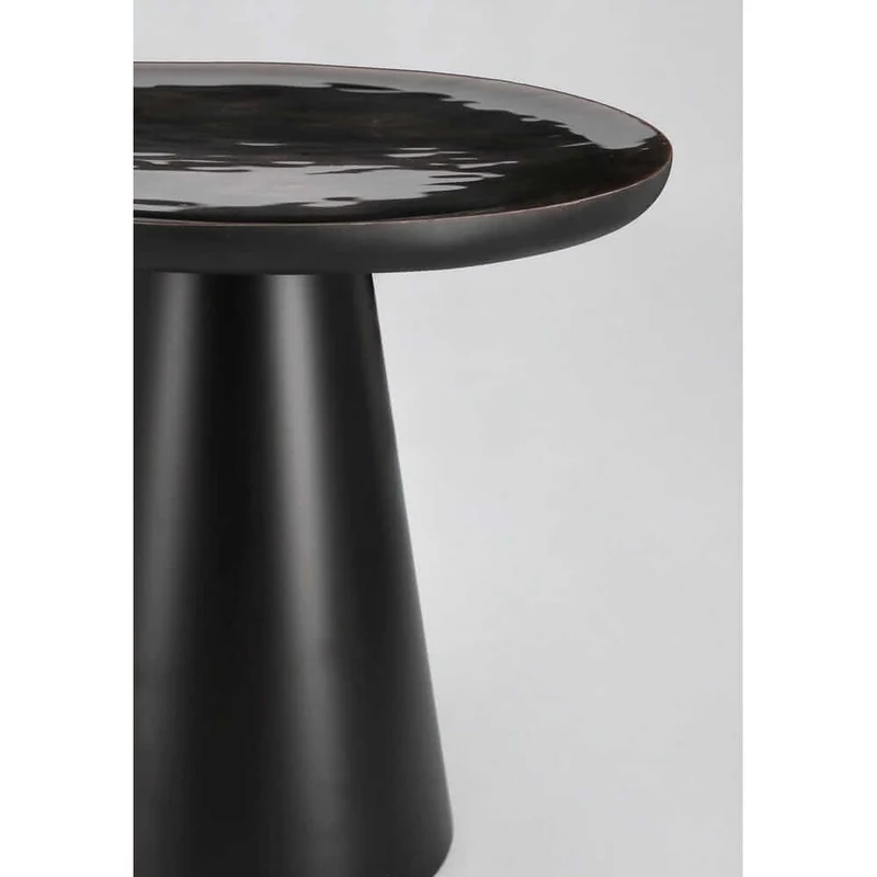 Set da 2 Tavolini Rotondi in Legno di Mango Smaltato con Base in Acciaio - HYBRID