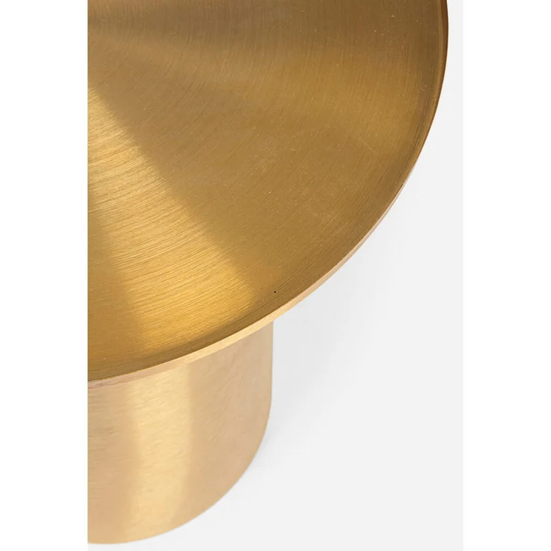Tavolino rotondo in acciaio finitura ottone base cilindrica - HISPER