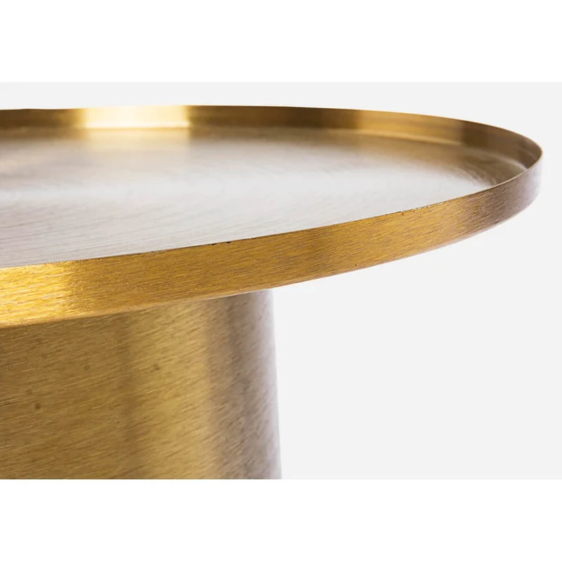 Tavolino rotondo in acciaio finitura ottone base cilindrica - HISPER