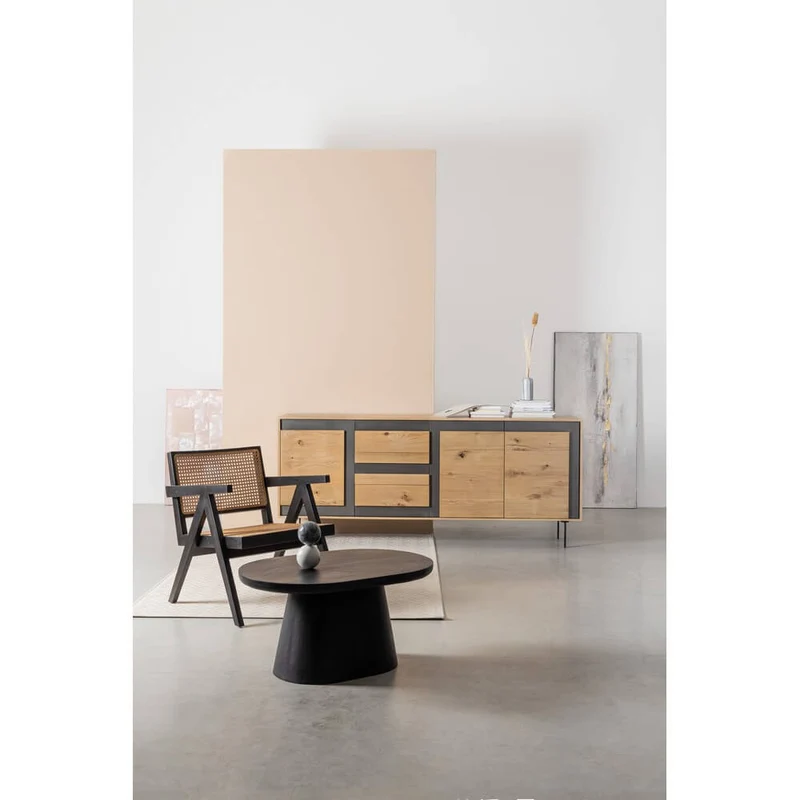 Credenza in Rovere con 3 Ante 3 Cassetti e Gambe in Acciaio - WHITECAFÉ