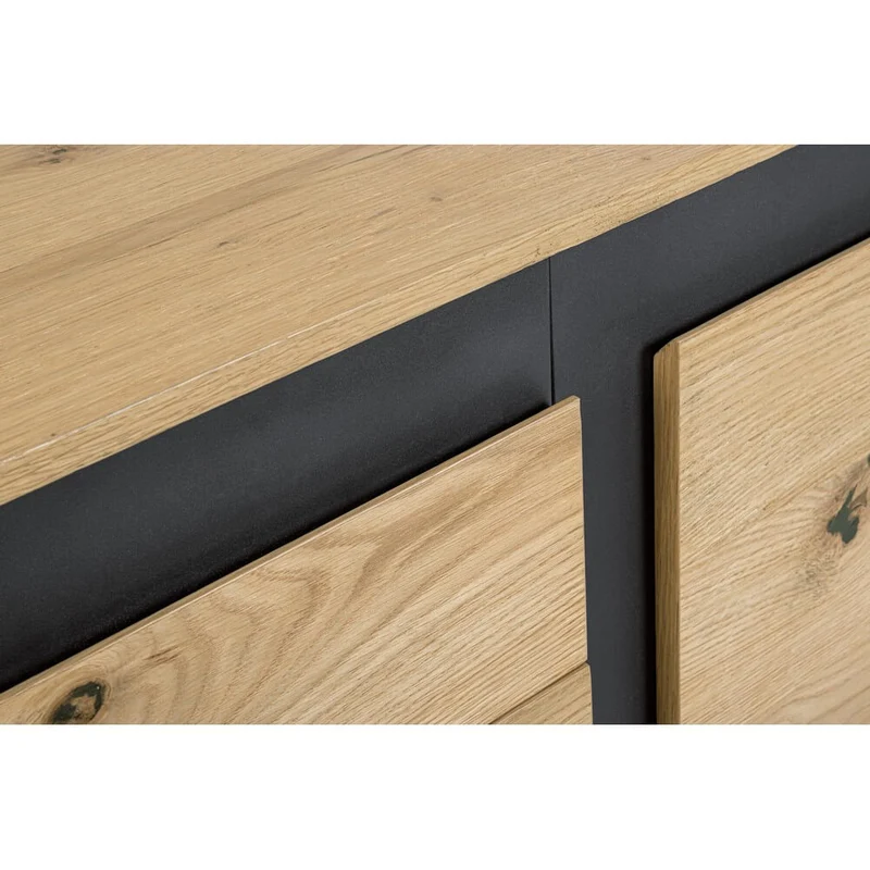 Credenza in Rovere con 3 Ante 3 Cassetti e Gambe in Acciaio - WHITECAFÉ
