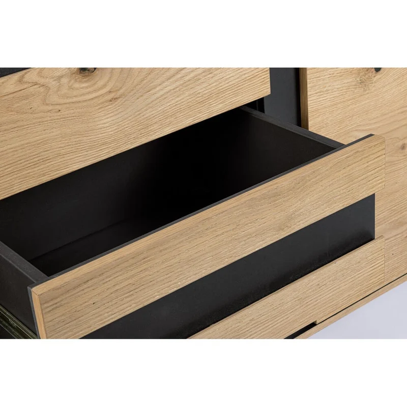 Credenza in Rovere con 3 Ante 3 Cassetti e Gambe in Acciaio - WHITECAFÉ