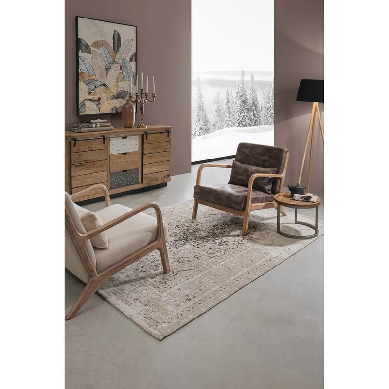 Credenza in Legno di Mango 2 Ante Scorrevoli e 3 Cassetti Stile Industriale - THEODORE