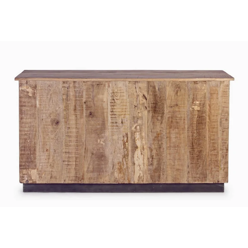Credenza in Legno di Mango 2 Ante Scorrevoli e 3 Cassetti Stile Industriale - THEODORE