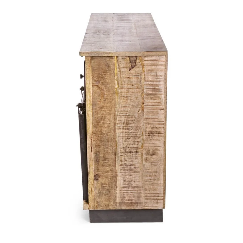 Credenza in Legno di Mango con 2 Ante e 7 Cassetti Stile Industrial Vintage - THEODORE
