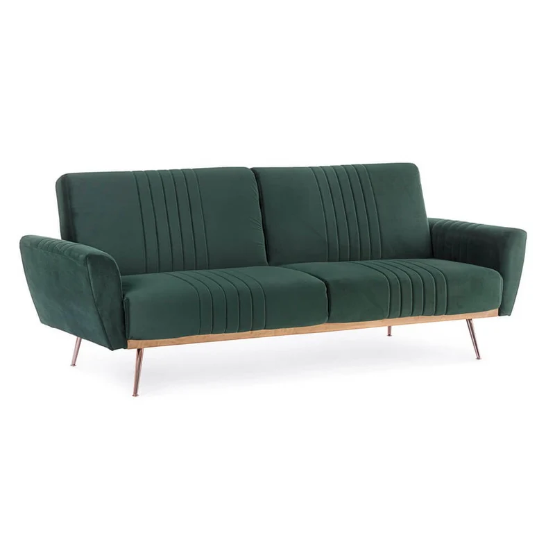Divano letto in velluto con gambe in acciaio ramato - JACK