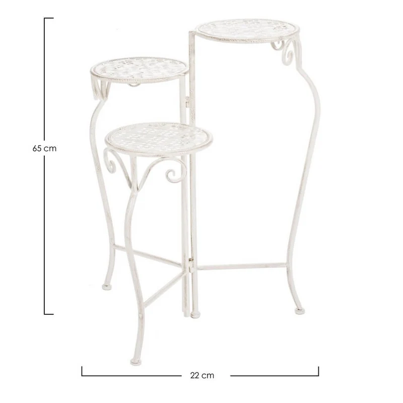 Set di 2 Porta Fiori in Ferro Bianco Shabby 3 Piani Pieghevole - IRENE