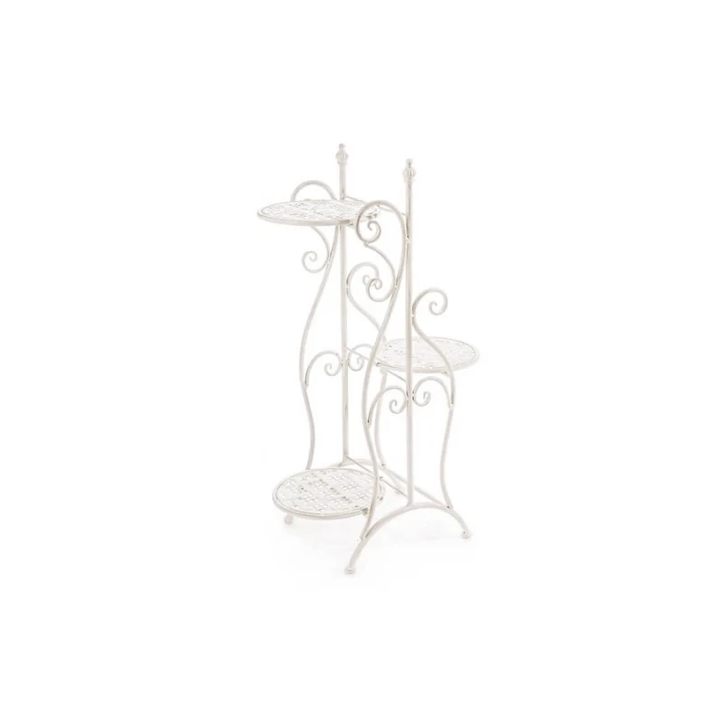 Set di 3 Porta Fiori in Acciaio a 3 Piani Pieghevole Stile Shabby - IRENE
