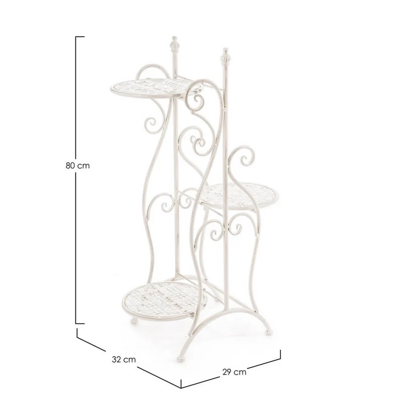 Set di 3 Porta Fiori in Acciaio a 3 Piani Pieghevole Stile Shabby - IRENE