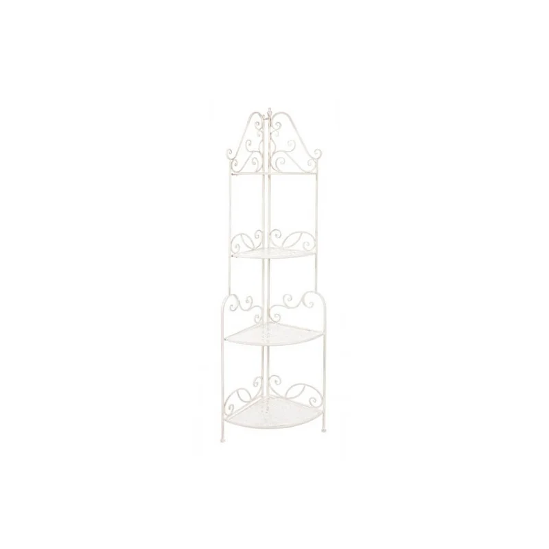 Angoliera in Ferro Battuto Bianco 4 Piani Stile Shabby - IRENE