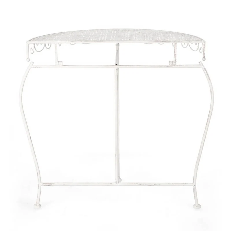 Set di 2 consolle mezzaluna in acciaio stile romantico bianco - IRENE