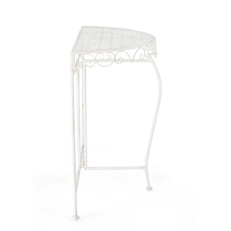 Set di 2 consolle mezzaluna in acciaio stile romantico bianco - IRENE