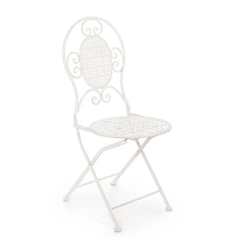 Set di 2 Sedie Pieghevoli da Giardino in Acciaio Stile Shabby - IRENE