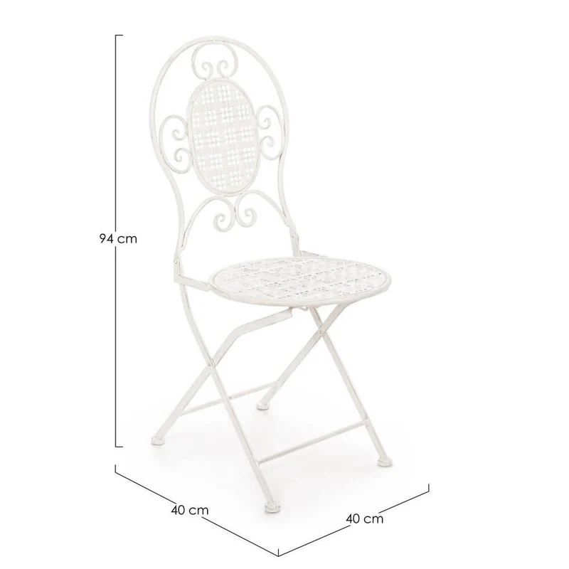Set di 2 Sedie Pieghevoli da Giardino in Acciaio Stile Shabby - IRENE