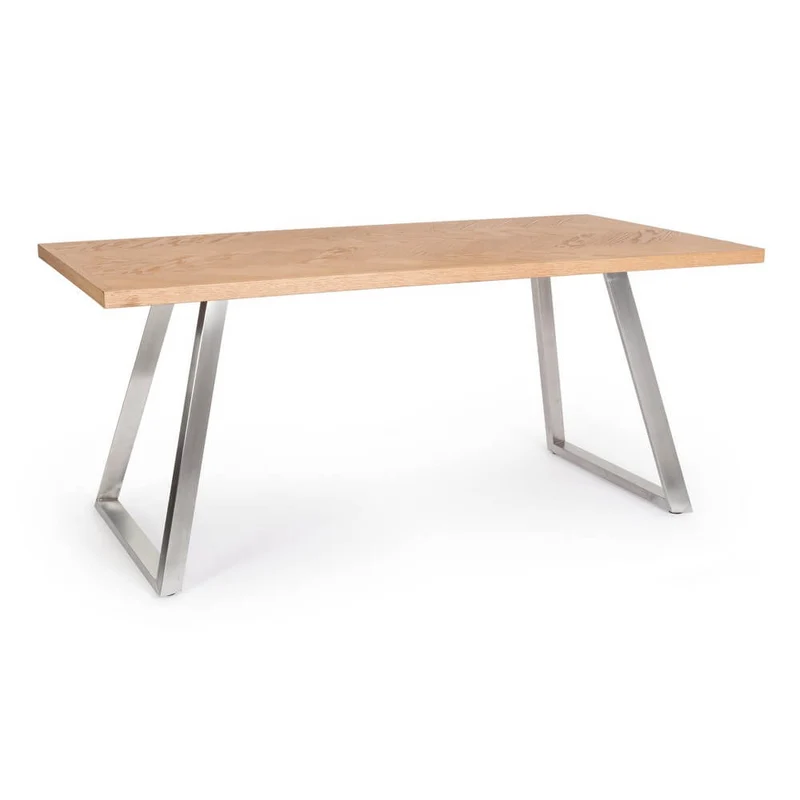 Tavolo da Pranzo Piano in Legno e Gambe in Acciaio 180x90 - GRIFFIN